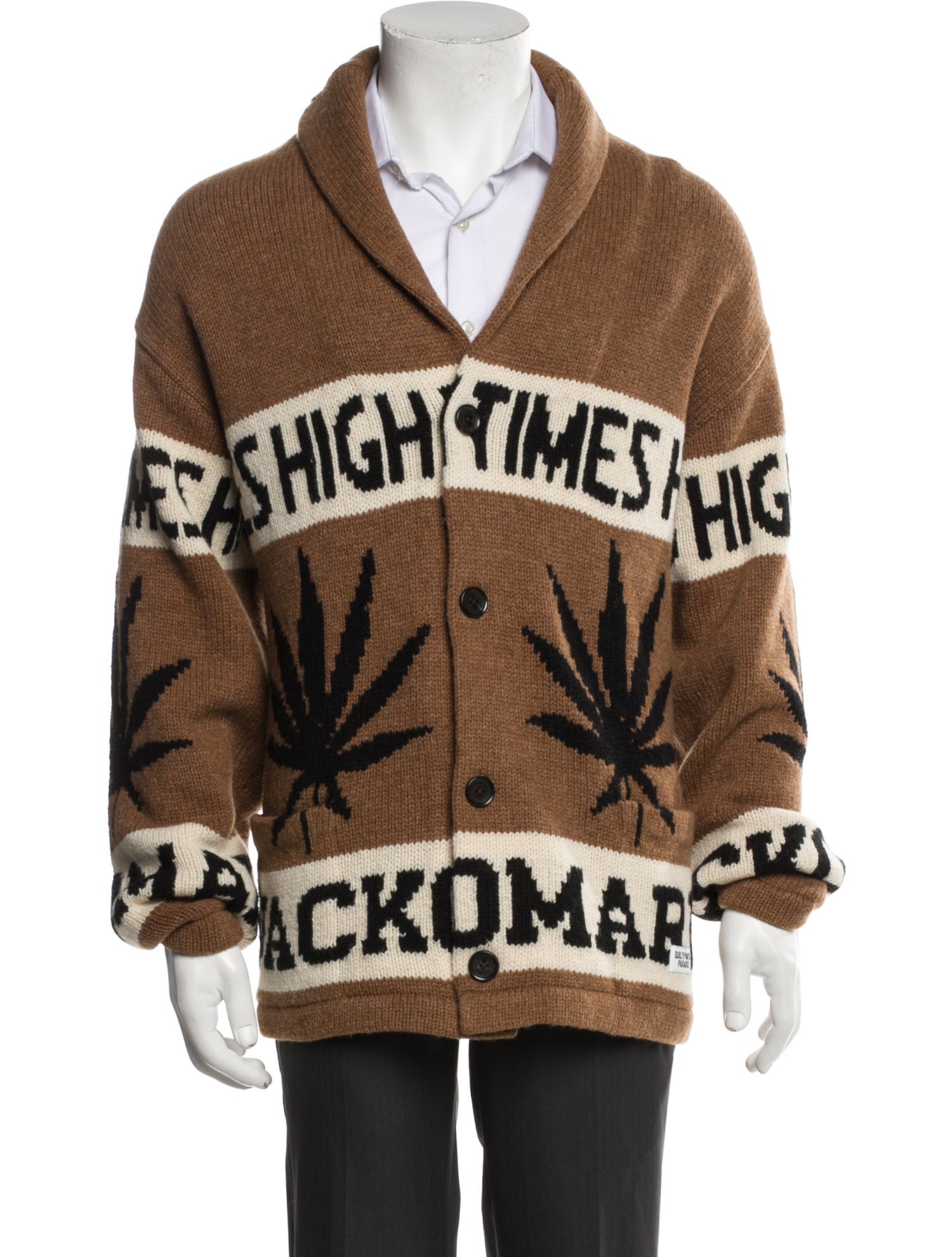 Wacko Maria Guilty Parties Wool Graphic Print Cardigan w/ Tags