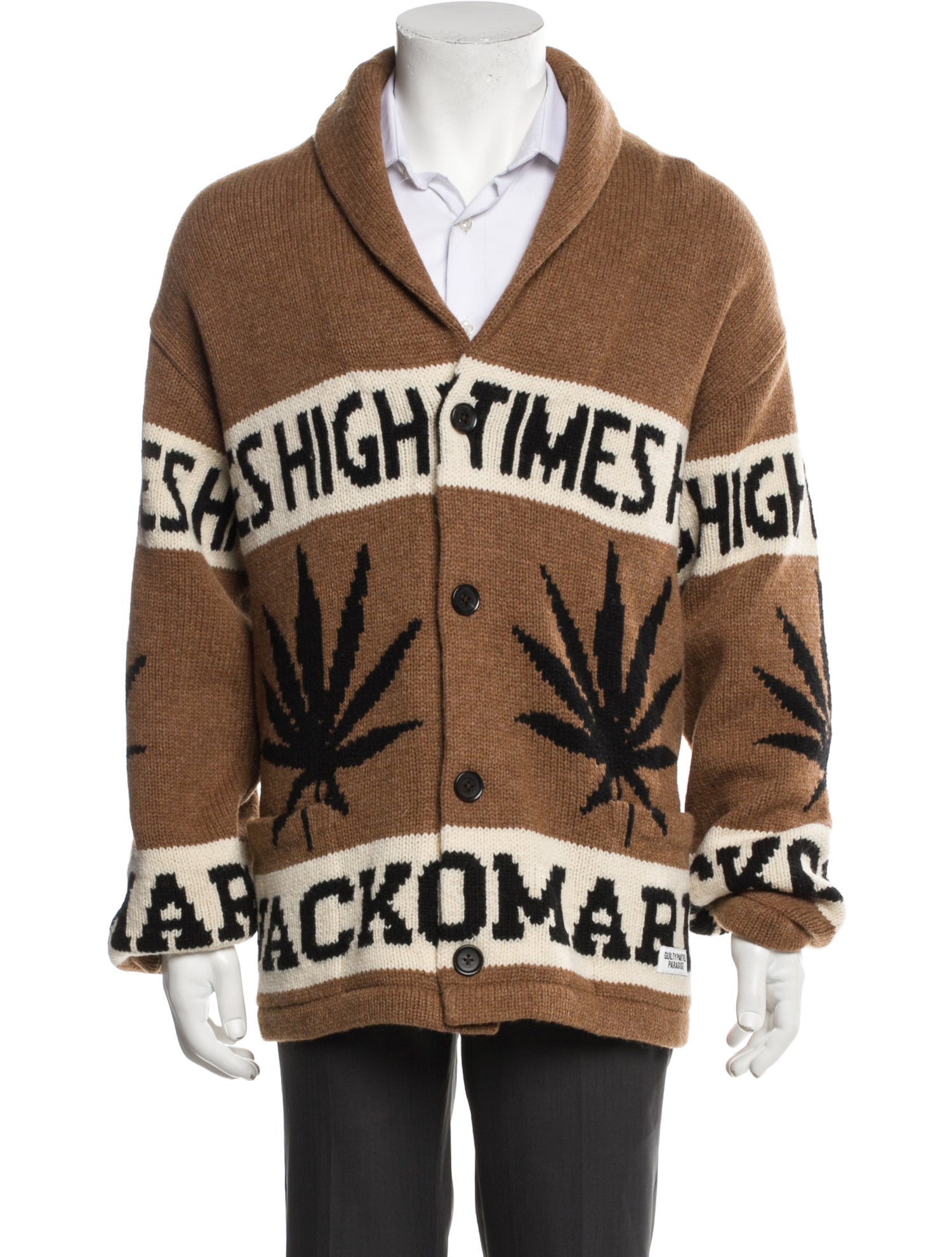 Wacko Maria Guilty Parties Wool Graphic Print Cardigan w/ Tags