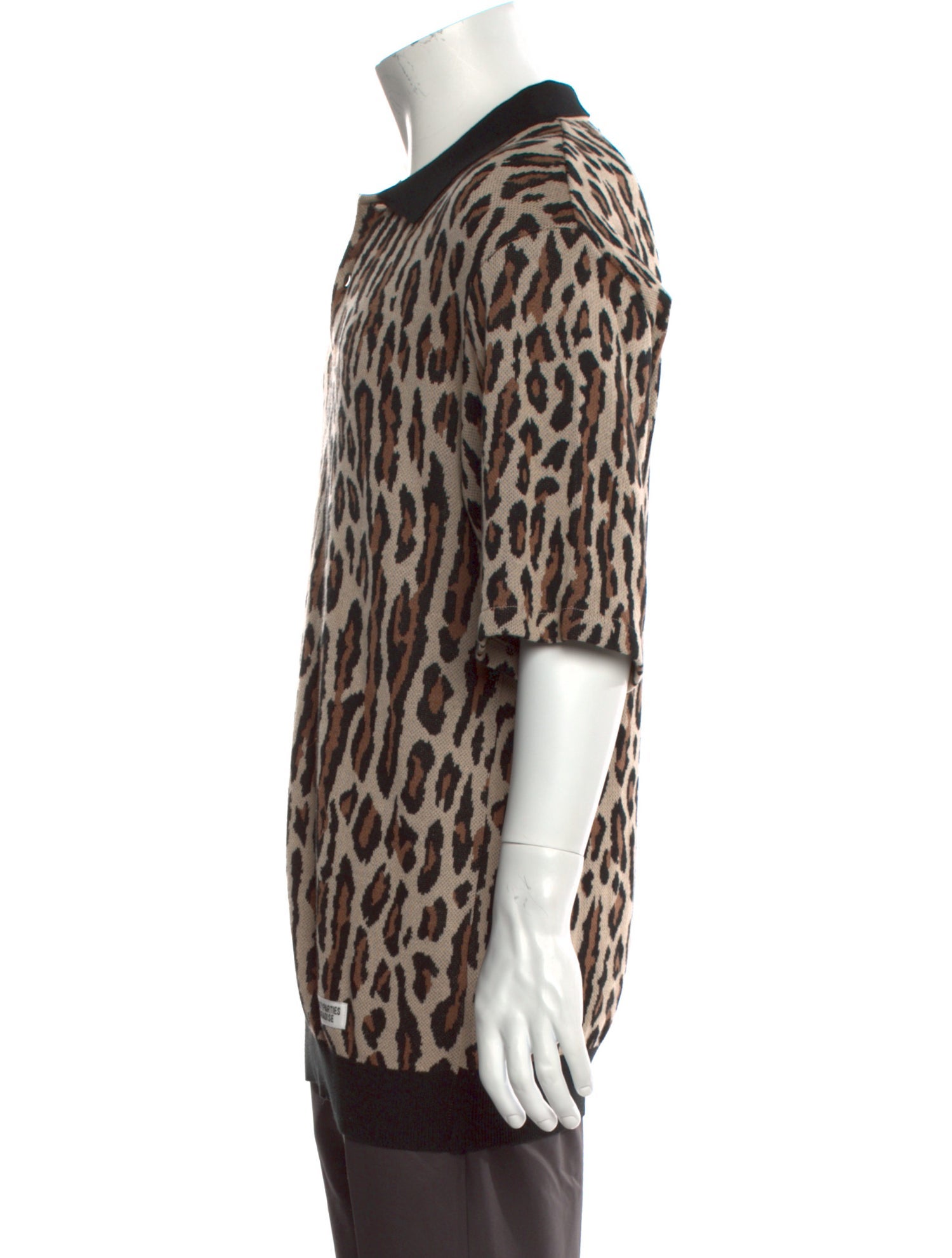 Wacko Maria Guilty Parties Animal Print Mock Neck Polo Sweater w/ Tags
