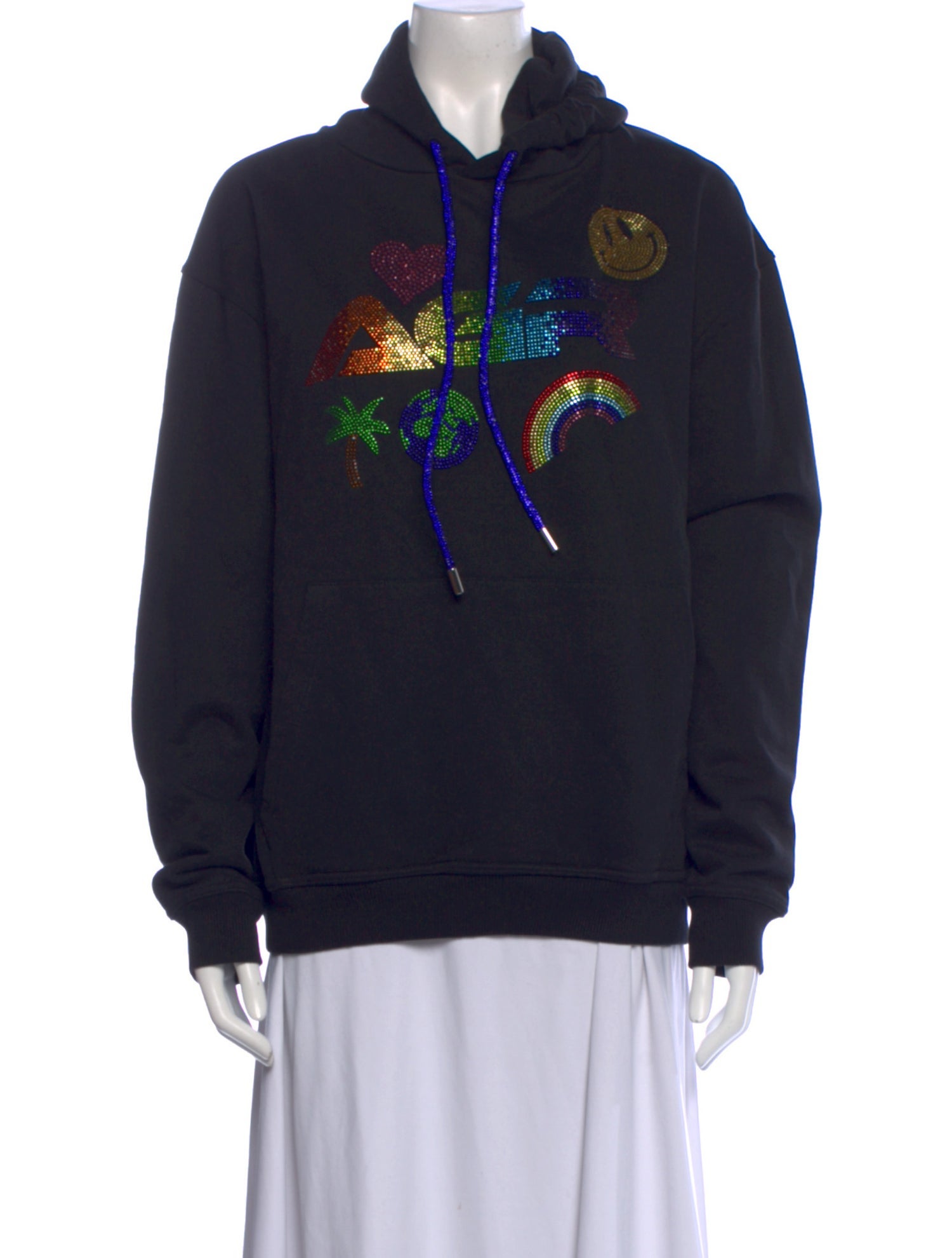 AGR Graphic Print Tie Neck Sweatshirt