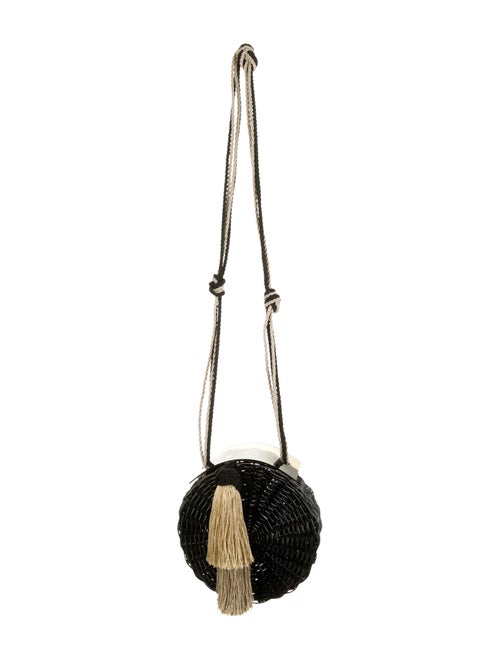 Waiwai Wicker Crossbody Bag Black