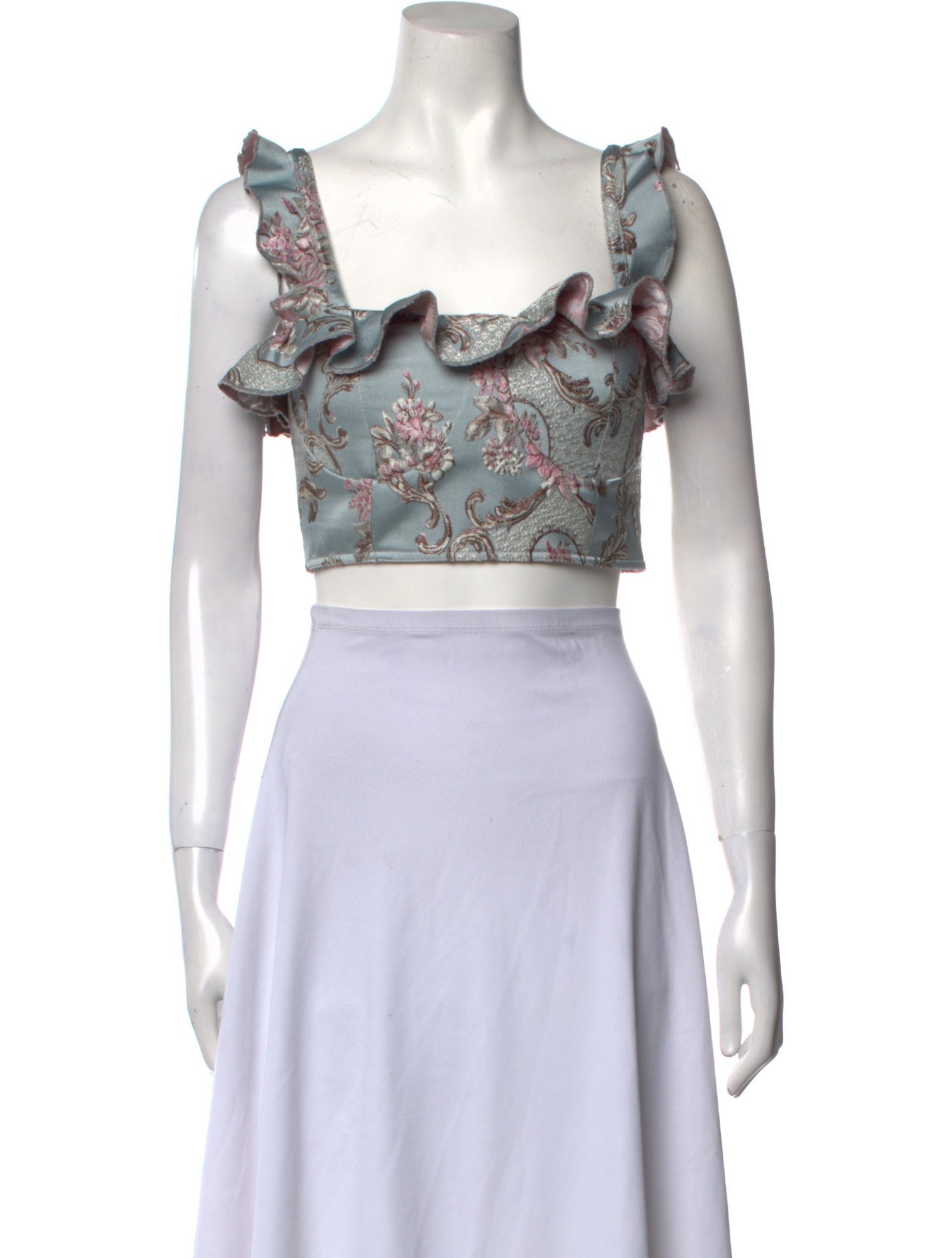 we are LEONE Floral Print Square Neckline Crop Top