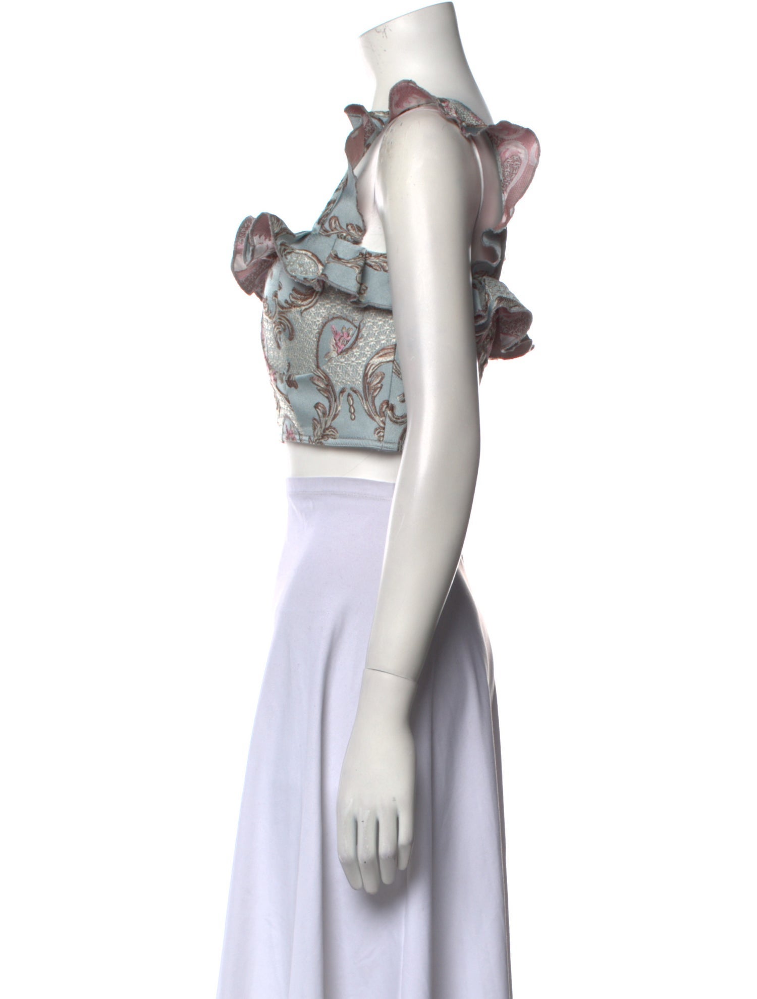 we are LEONE Floral Print Square Neckline Crop Top