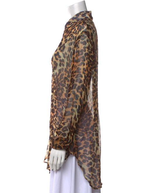 we are LEONE Silk Animal Print Button-Up Top