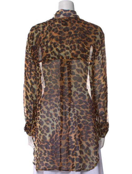 we are LEONE Silk Animal Print Button-Up Top