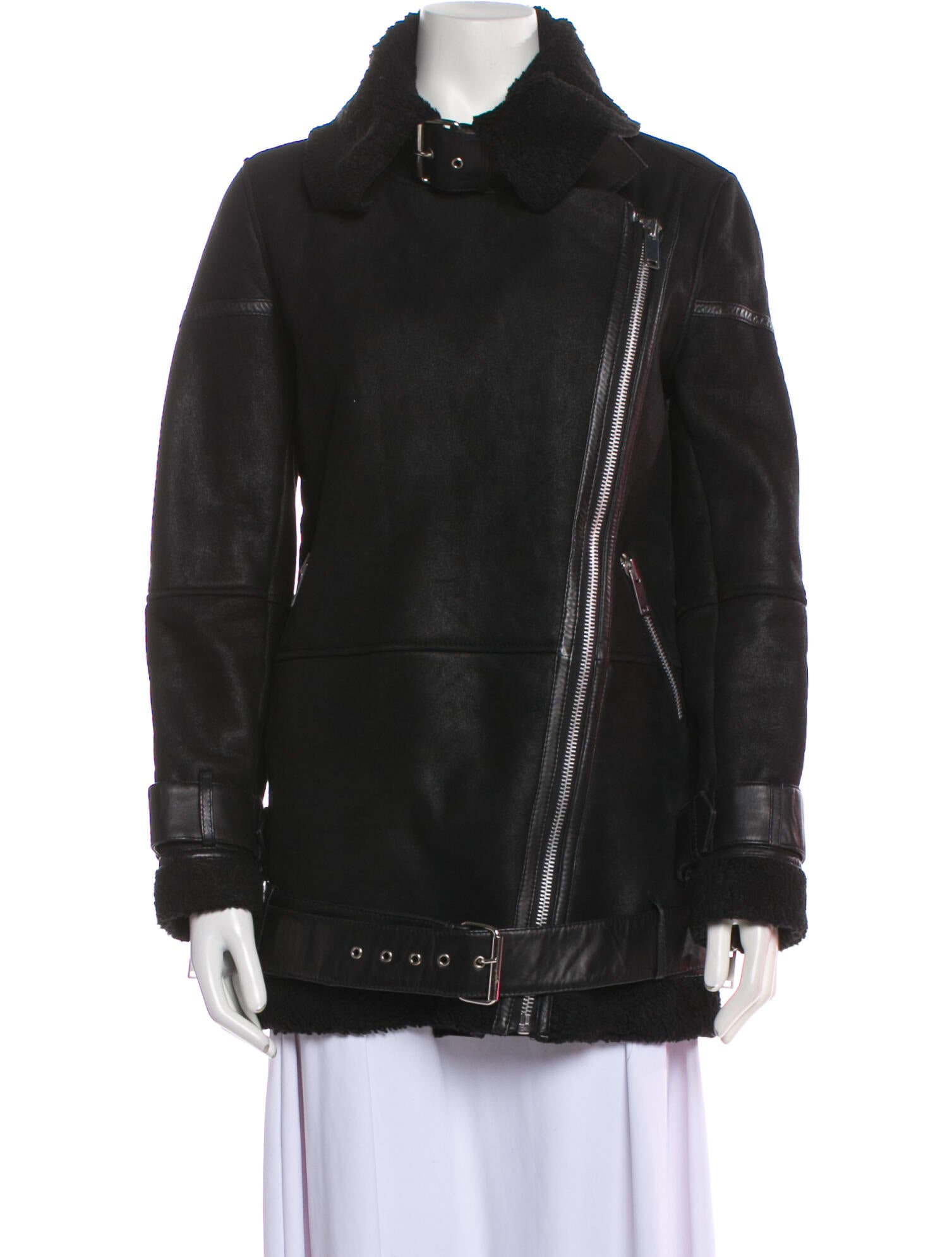 Walter Baker Lamb Leather Biker Jacket Black Jackets, Clothing