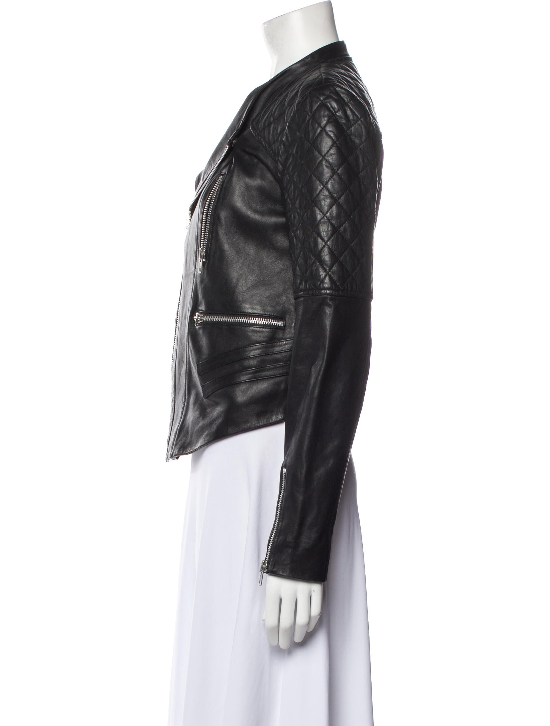 Walter Baker Leather Biker Jacket Black Jackets, Clothing