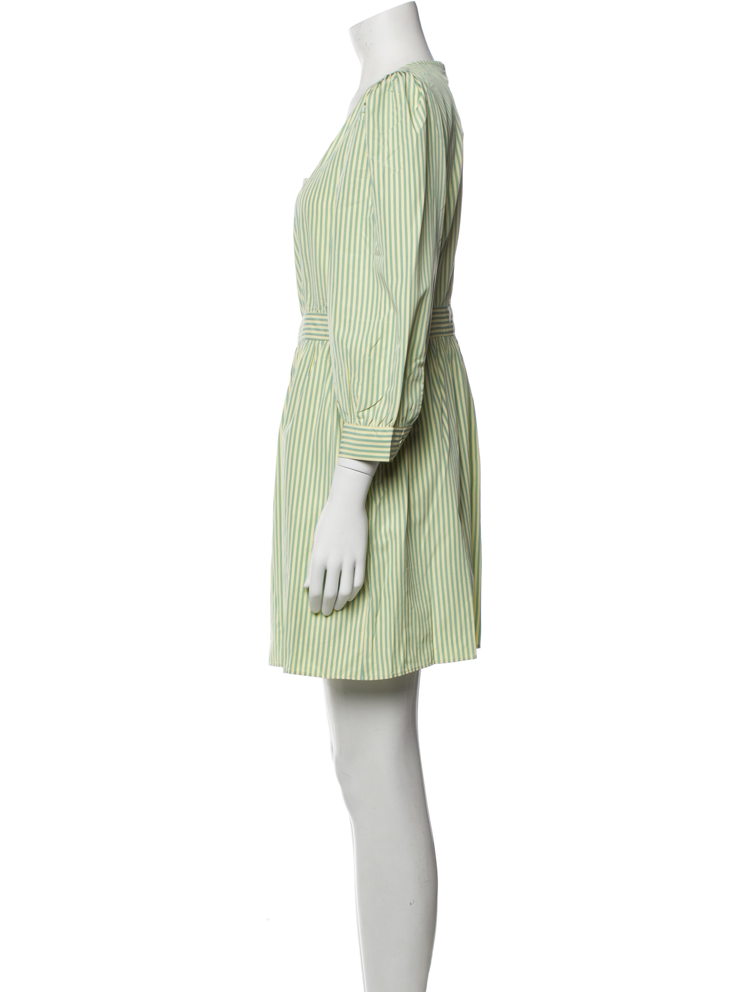 green emerald velvet dress Bold Stripe Puff Sleeve Mini Dress – Trends Boutique on Main main image 1