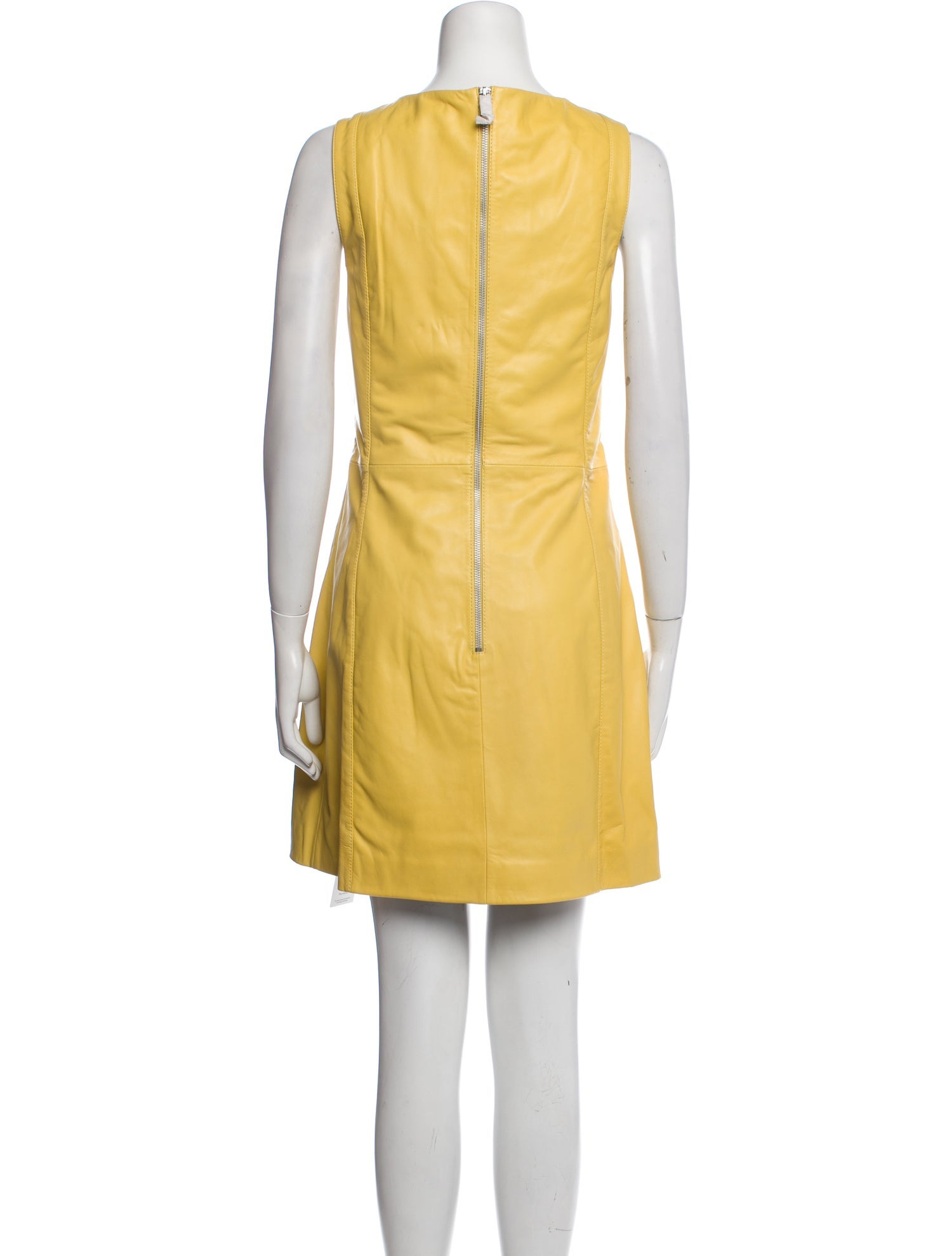 Walter Baker Lamb Leather Mini Dress w/ Tags in Yellow, Women's US 12 | XL Walter Baker Lamb Leather Mini Dress w/ Tags in Yellow, Women's US 12 | XL