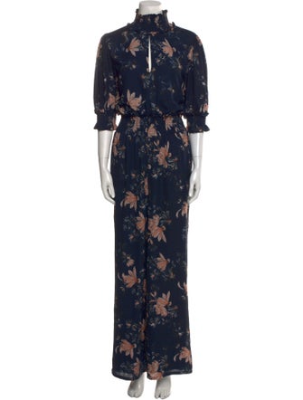 Walter Baker Floral Print Turtleneck Jumpsuit