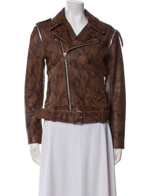 Walter Baker Leather Animal Print Biker Jacket