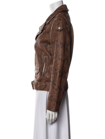 Walter Baker Leather Animal Print Biker Jacket