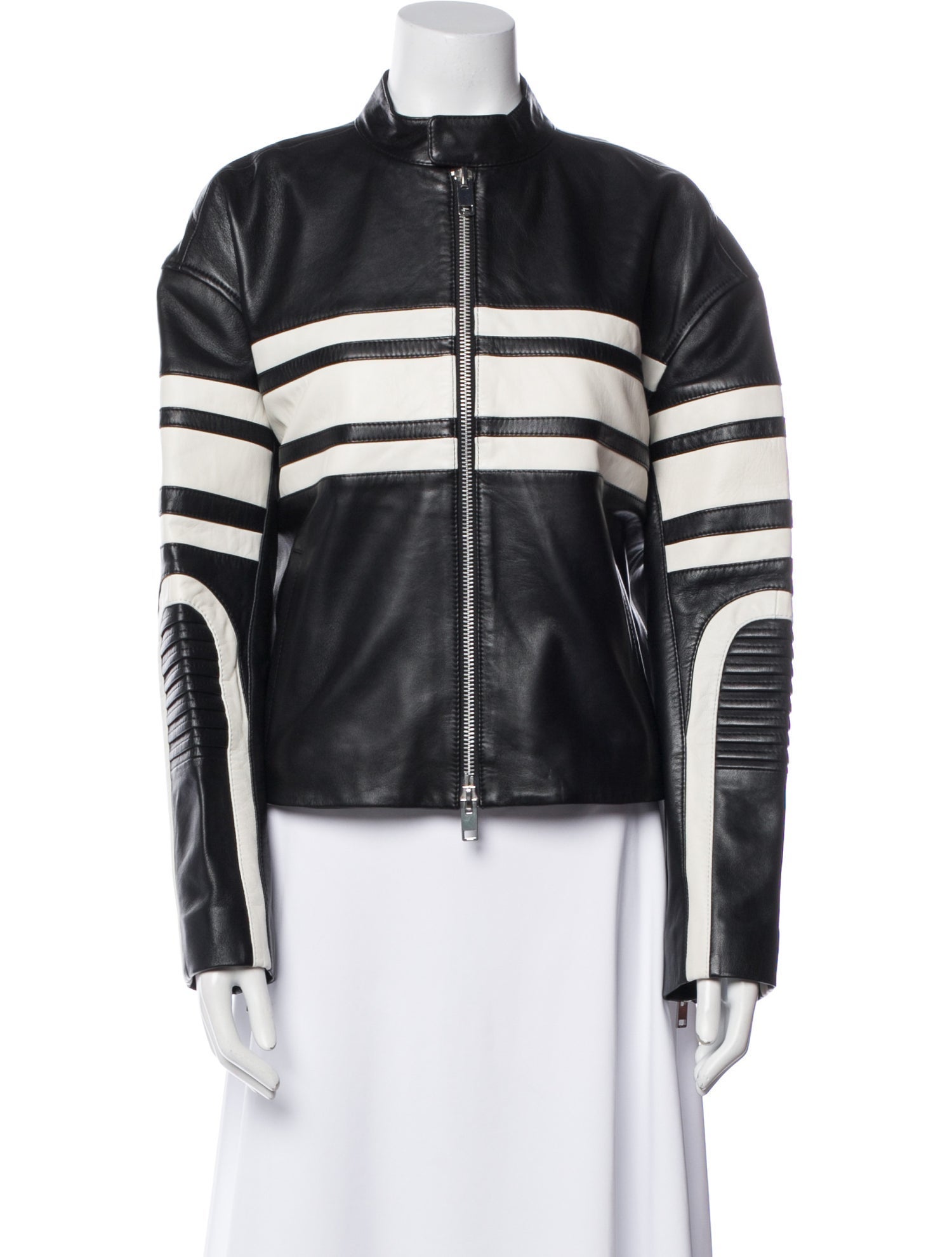 Walter Baker Lamb Leather Striped Biker Jacket w/ Tags