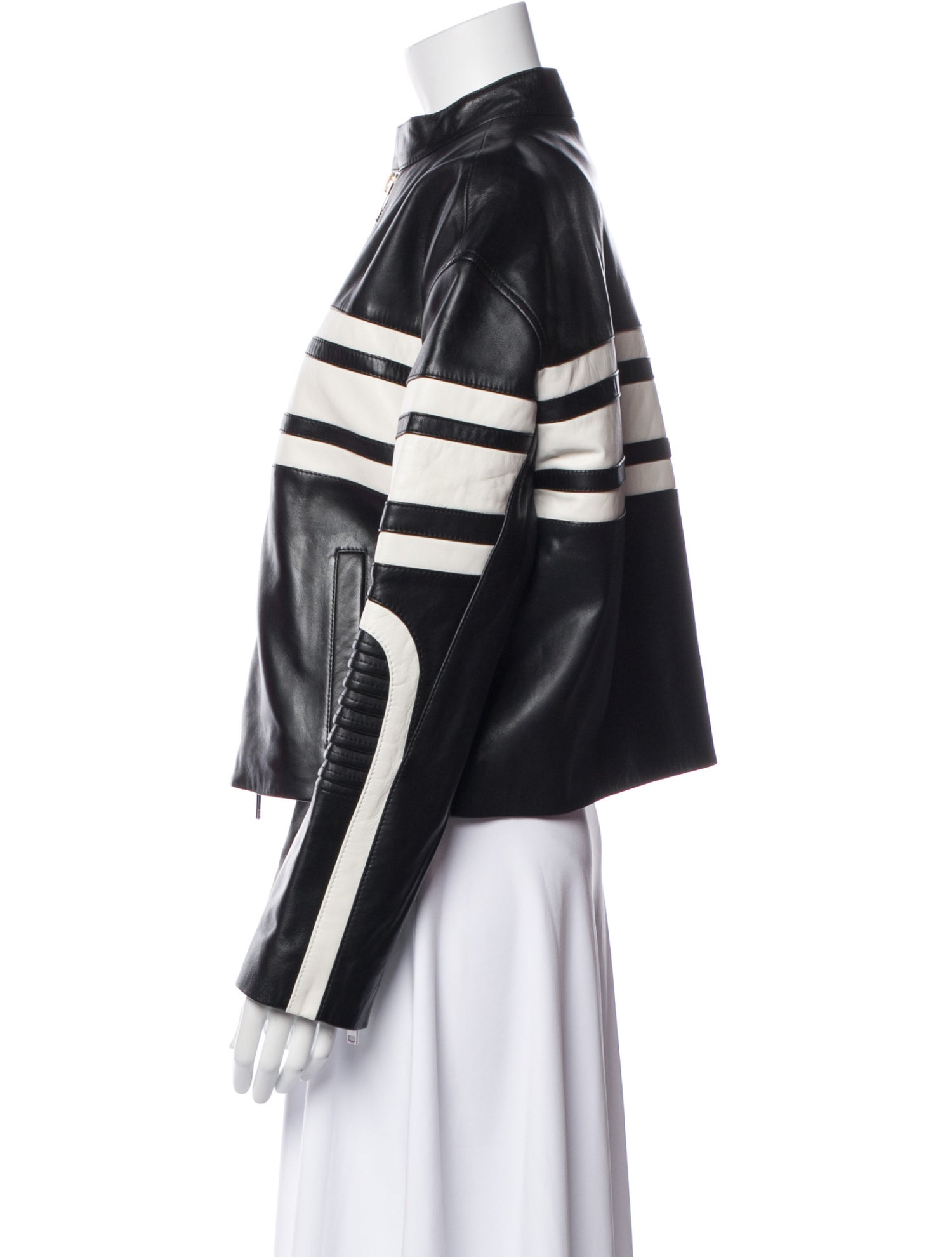 Walter Baker Lamb Leather Striped Biker Jacket w/ Tags