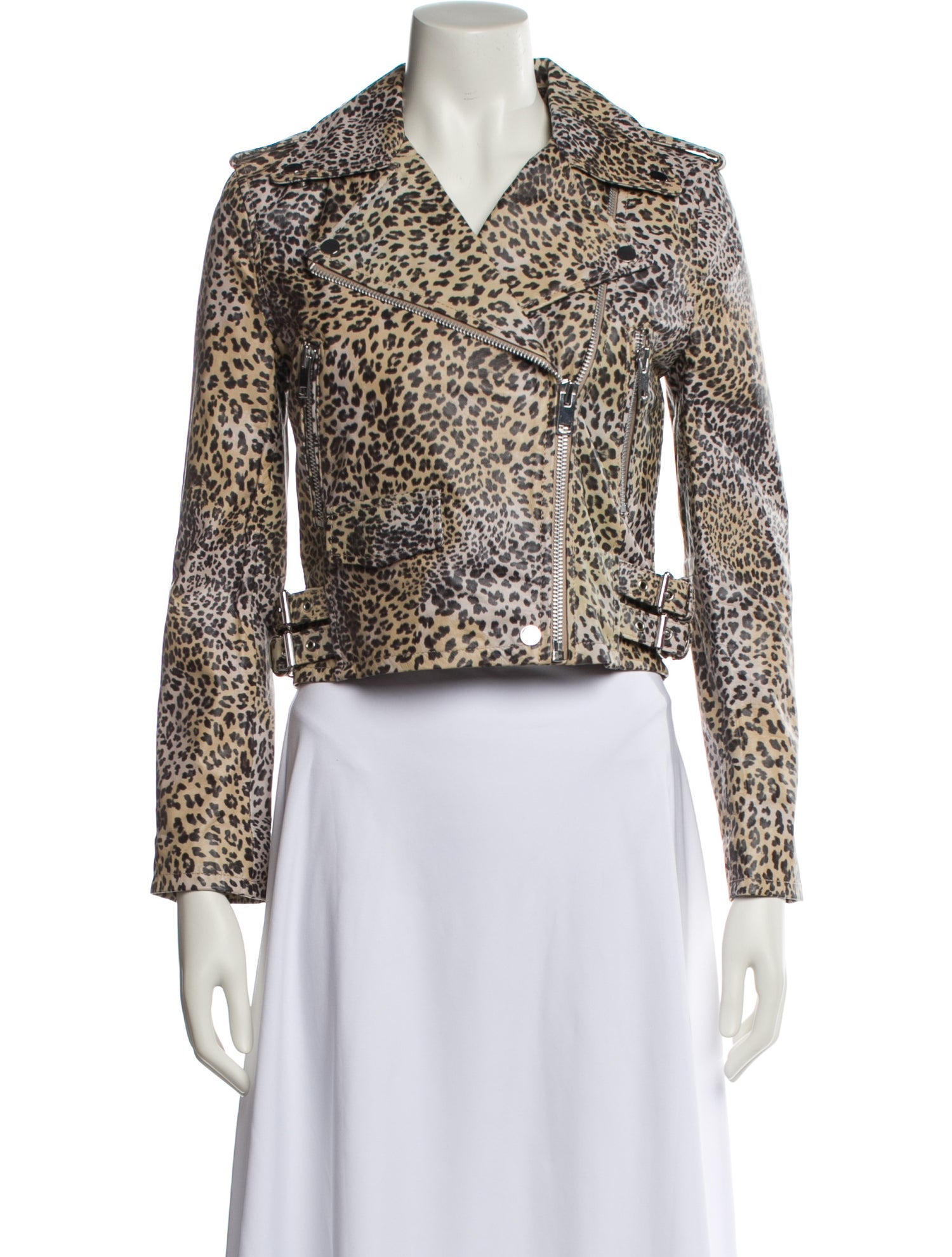 Walter Baker Leather Animal Print Biker Jacket