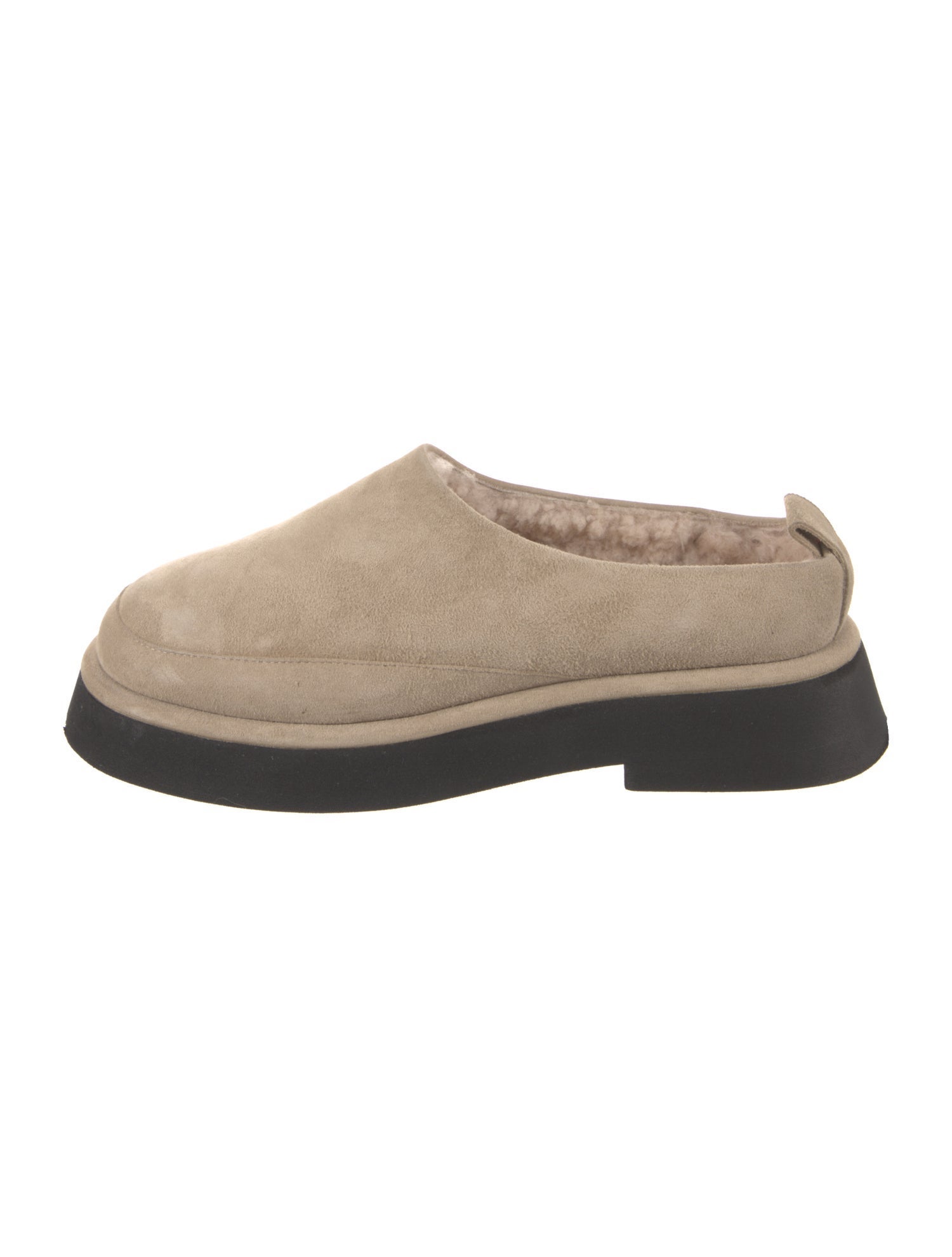 WANDLER Suede Faux Fur Trim Mules