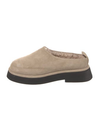 WANDLER Suede Faux Fur Trim Mules