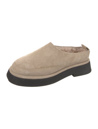 WANDLER Suede Faux Fur Trim Mules