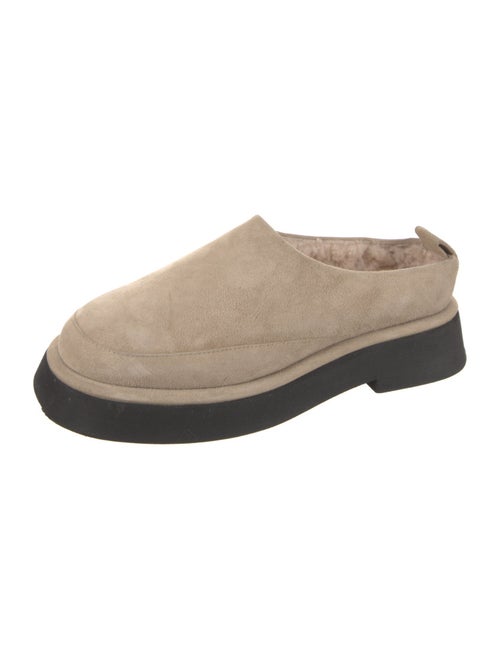 WANDLER Suede Faux Fur Trim Mules