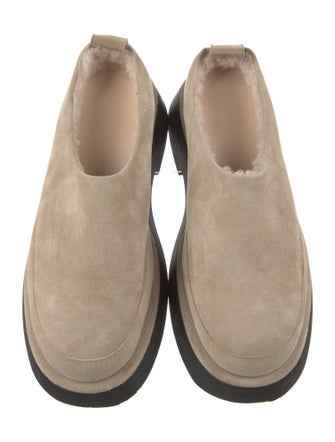 WANDLER Suede Faux Fur Trim Mules
