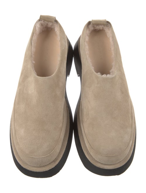 WANDLER Suede Faux Fur Trim Mules