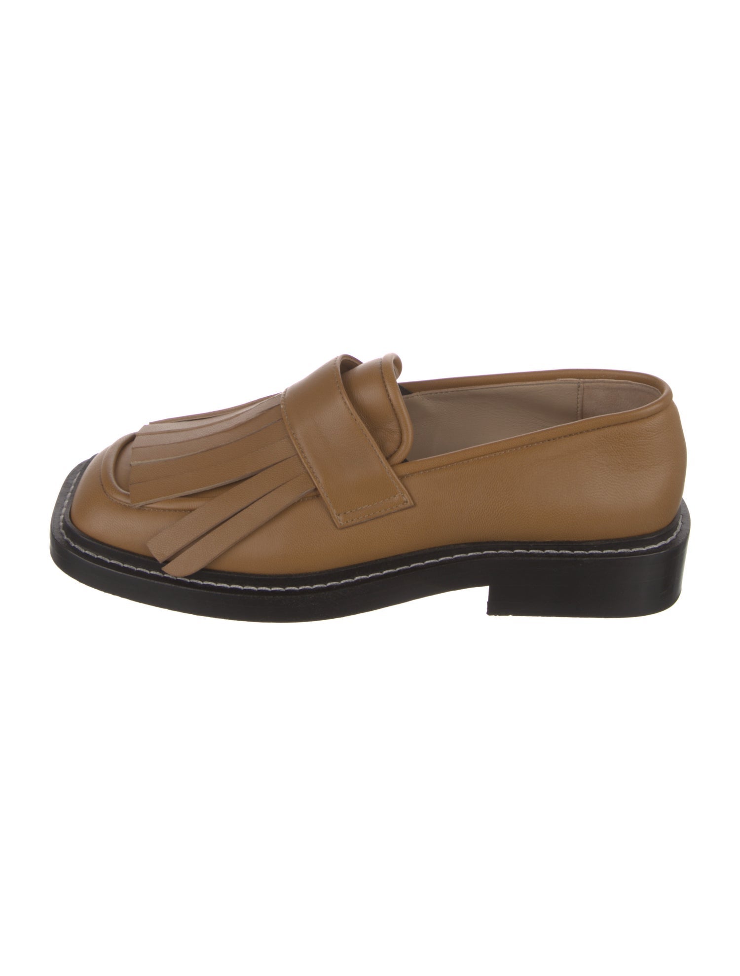 WANDLER Leather Fringe Trim Accent Loafers