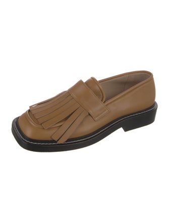 WANDLER Leather Fringe Trim Accent Loafers