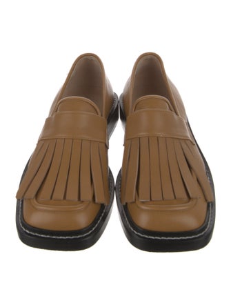WANDLER Leather Fringe Trim Accent Loafers