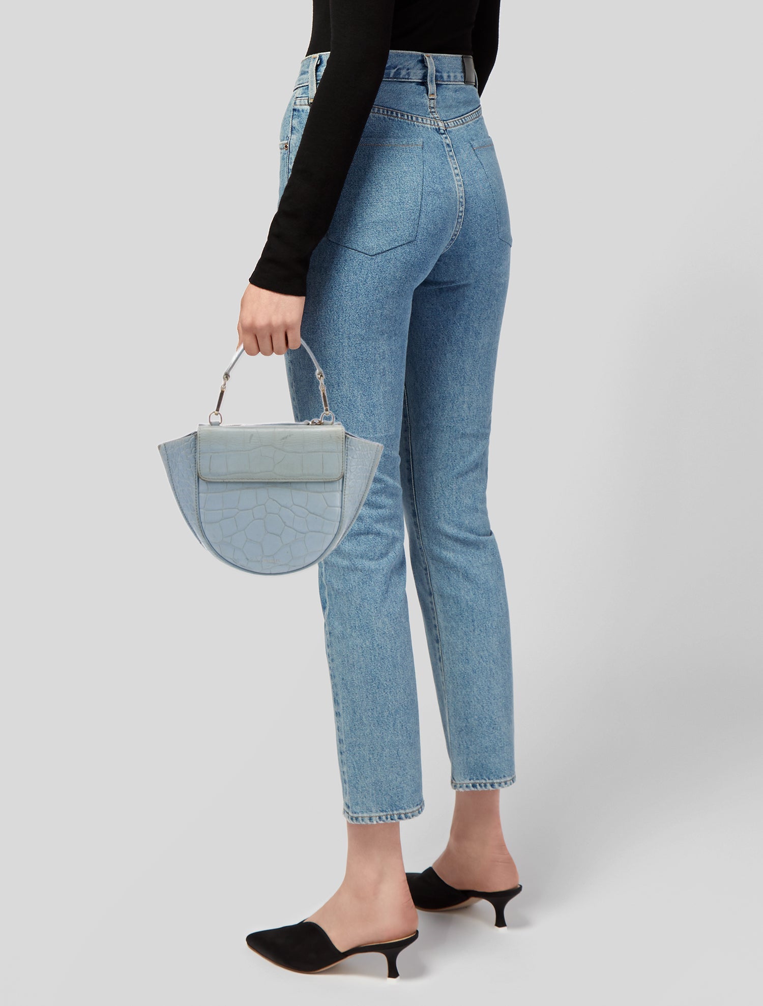 WANDLER Embossed Leather Top Handle Bag