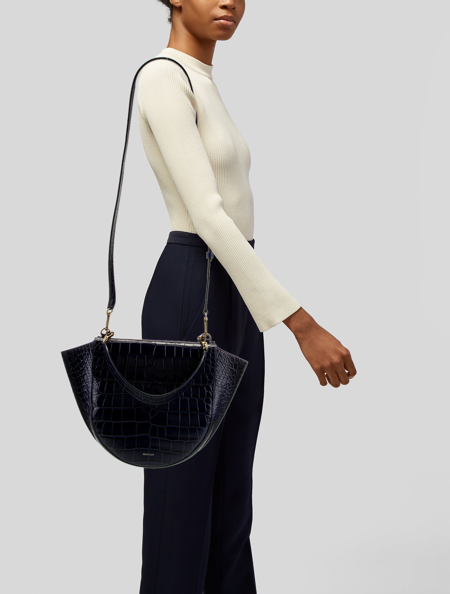 WANDLER Alligator Top Handle Bag