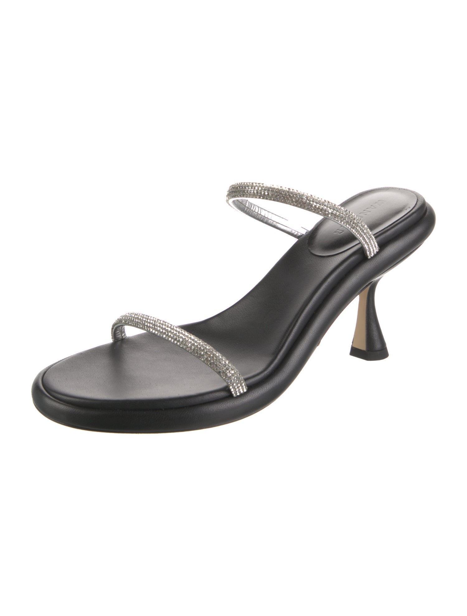 WANDLER Patent Leather Crystal Embellishments Slides