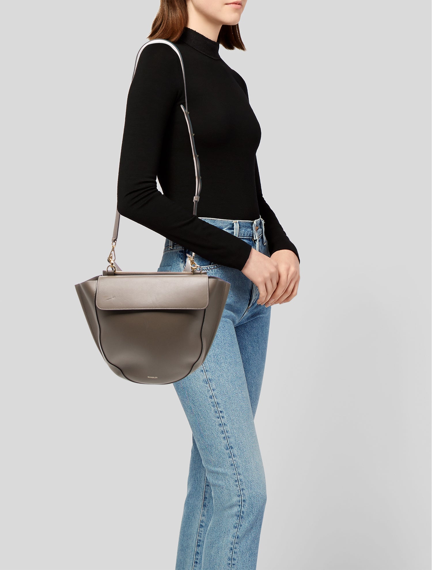 WANDLER Leather Top Handle Bag