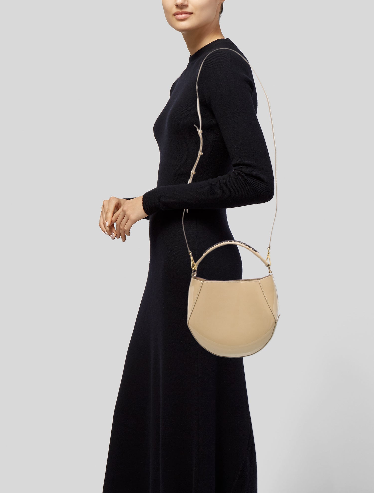 WANDLER Patent Leather Top Handle Bag