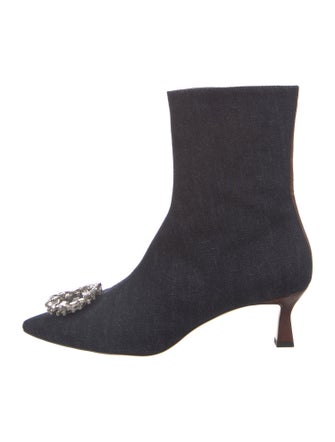 WANDLER Denim Crystal Embellishments Boots