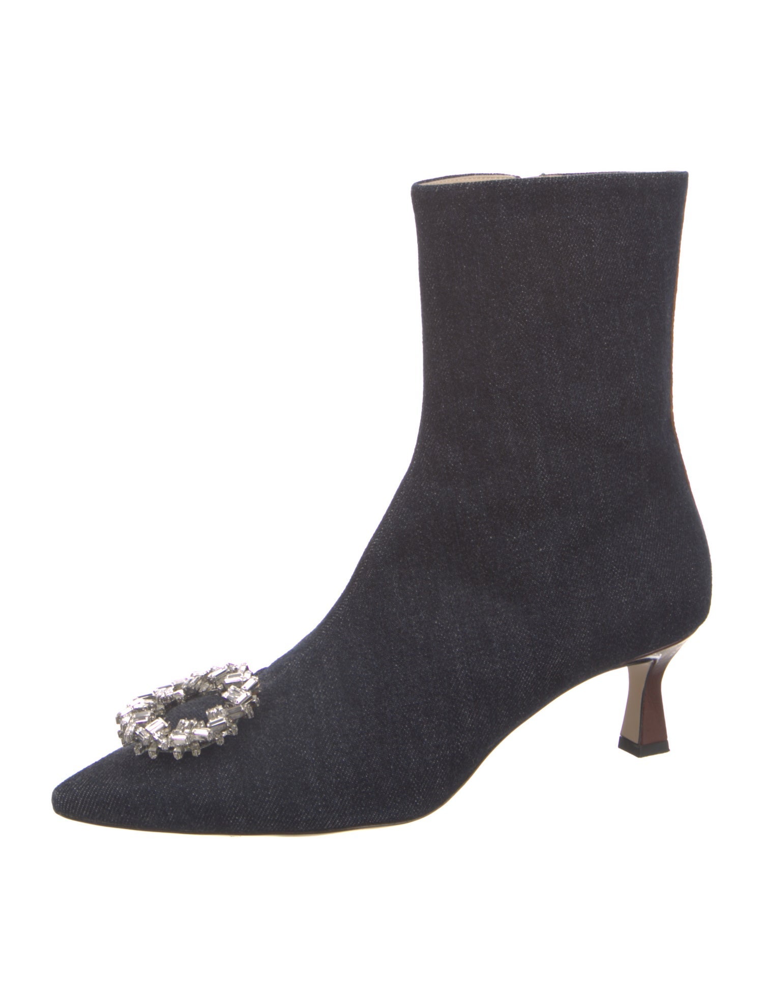WANDLER Denim Crystal Embellishments Boots