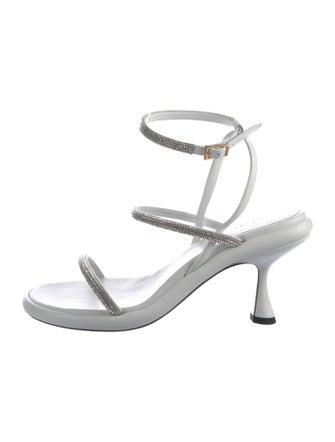 WANDLER Leather Crystal Embellishments Sandals