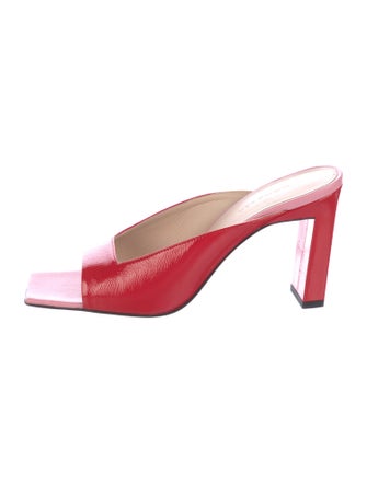 WANDLER Patent Leather Floral Print Slides