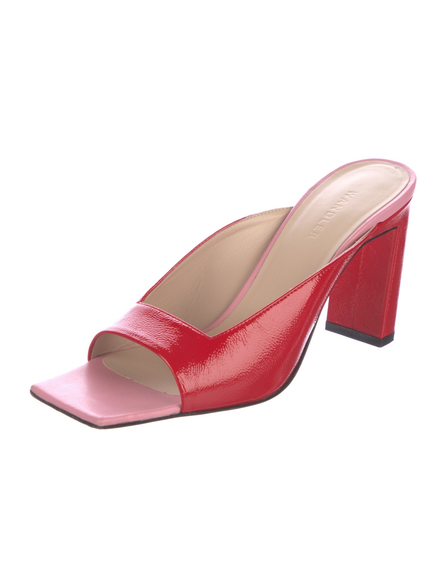 WANDLER Patent Leather Floral Print Slides