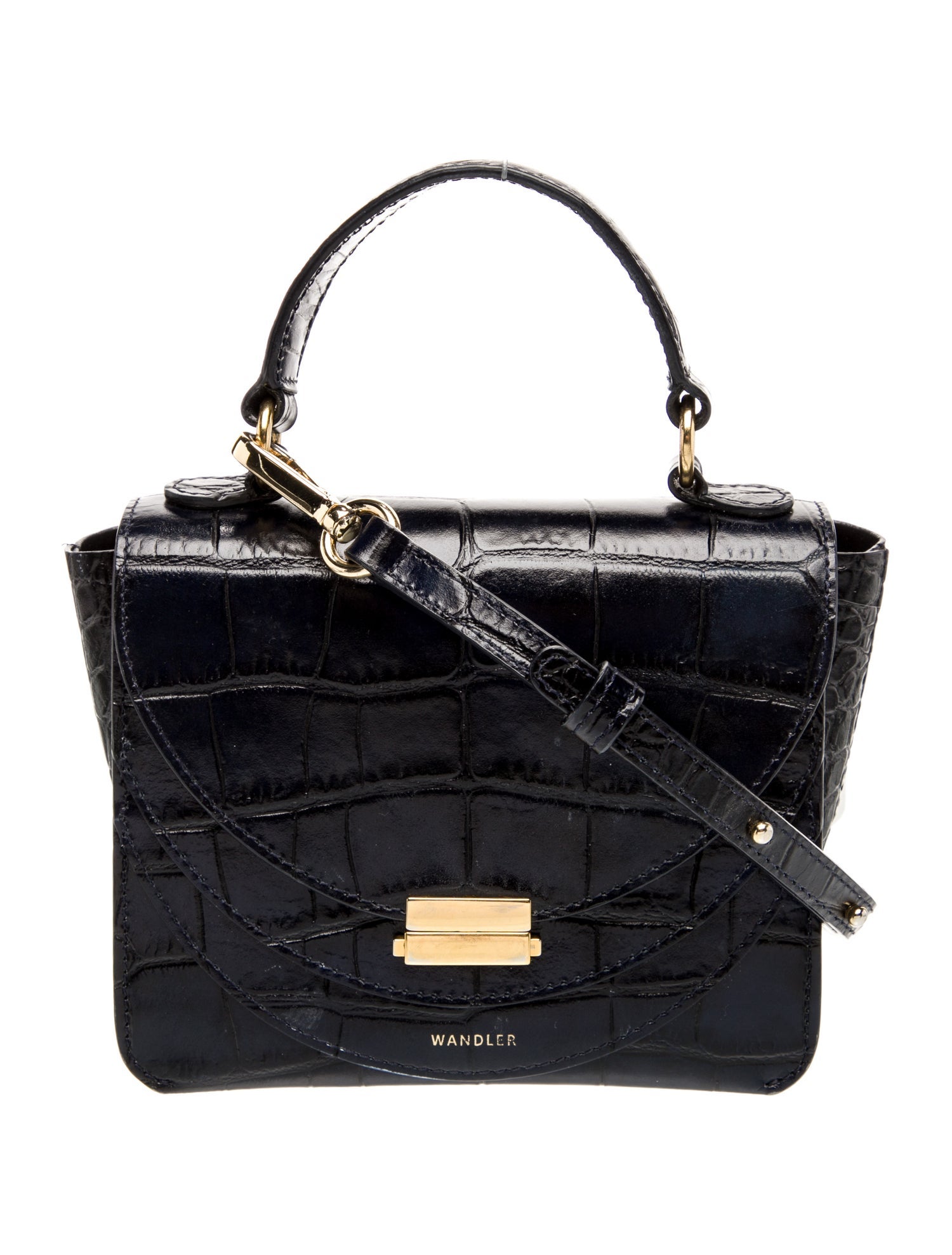 WANDLER Embossed Leather Top Handle Bag