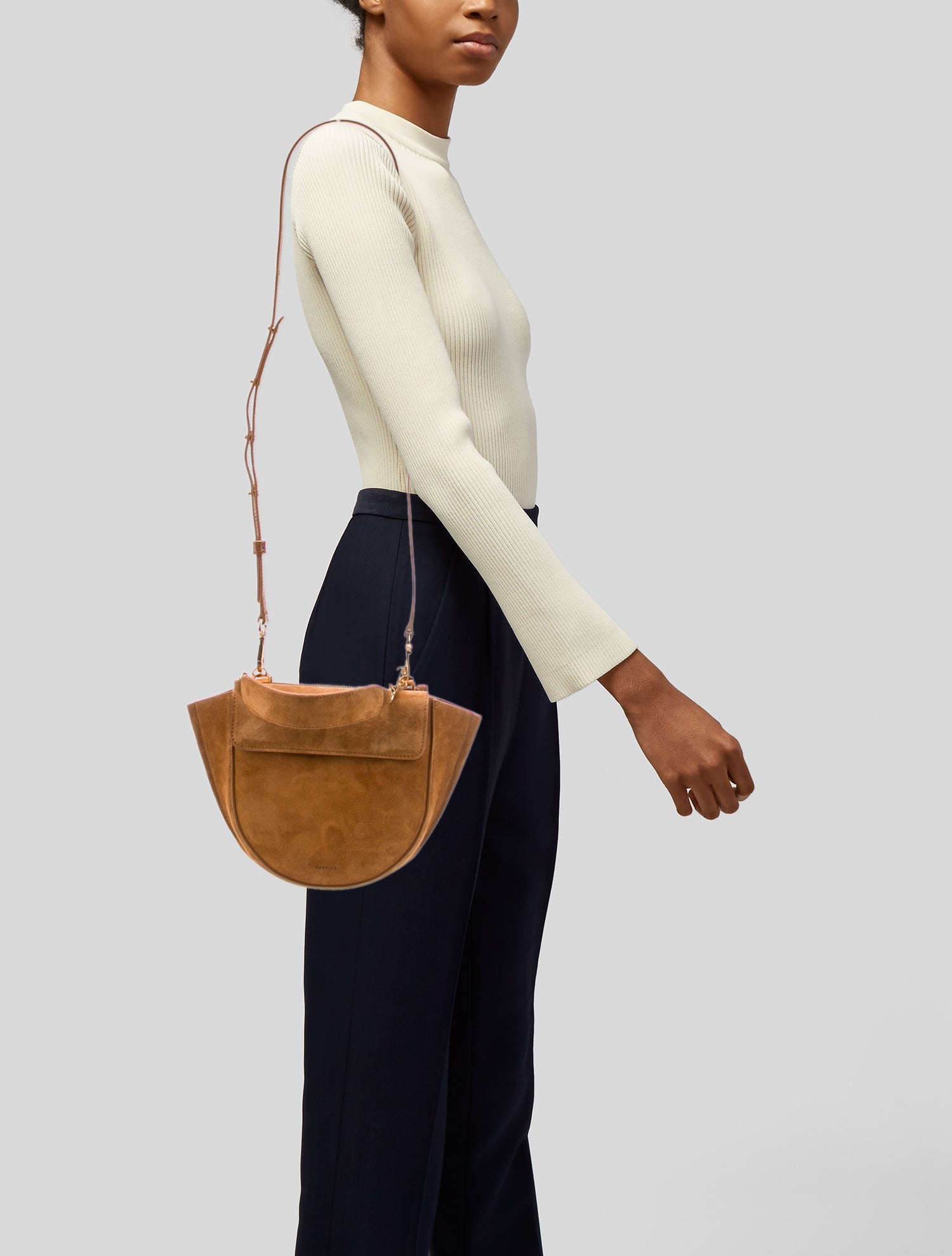 WANDLER Suede Top Handle Bag