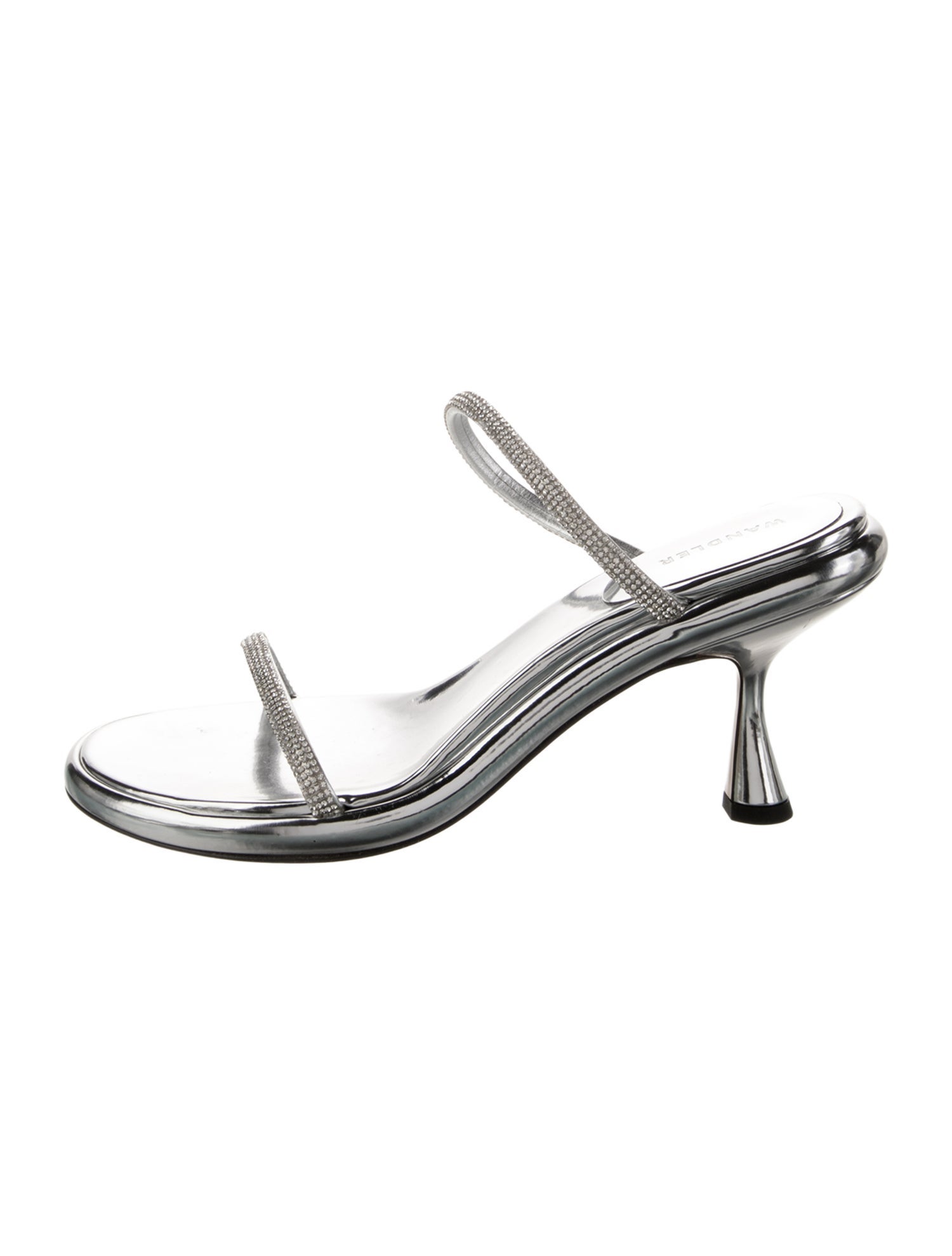 WANDLER Leather Crystal Embellishments Slides