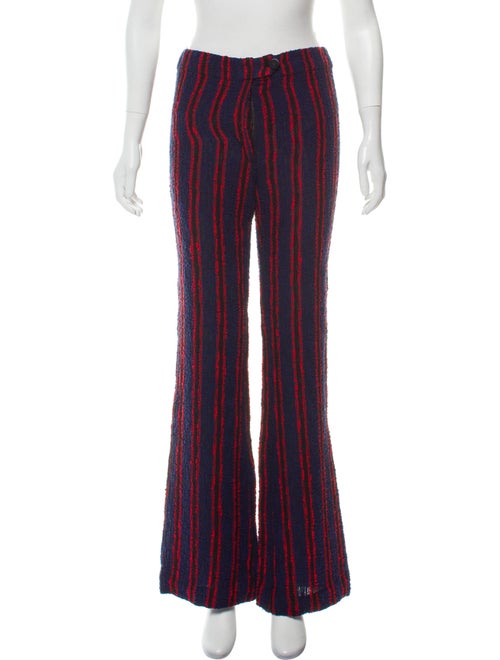 Warm Striped Wide-Leg Pants Blue
