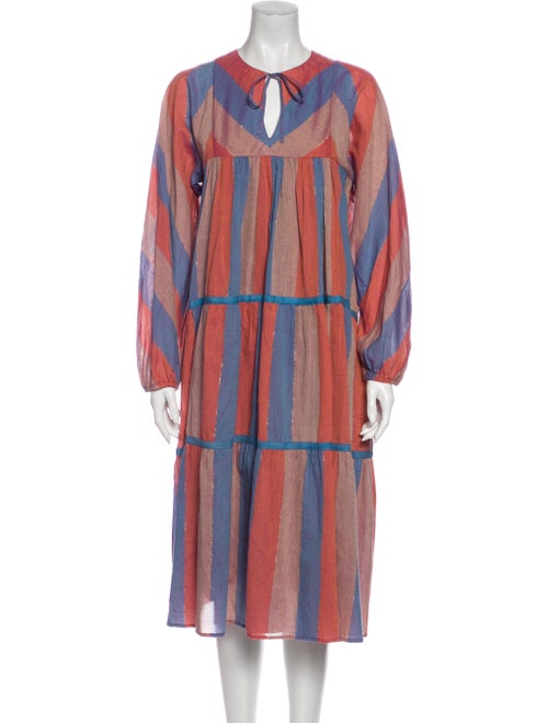 Warm Striped Midi Length Dress