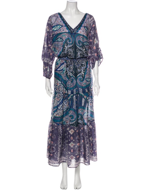 Warm Paisley Print Long Dress Purple