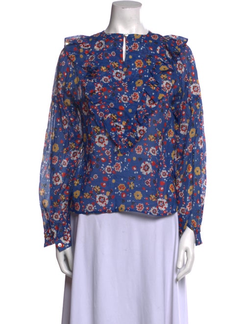 Warm Floral Print Bateau Neckline Blouse