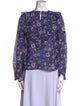 Warm Floral Print Bateau Neckline Blouse