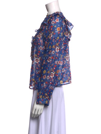 Warm Floral Print Bateau Neckline Blouse