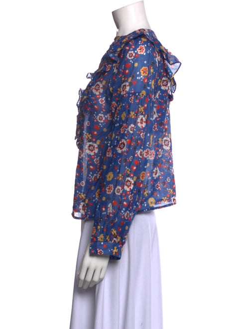 Warm Floral Print Bateau Neckline Blouse
