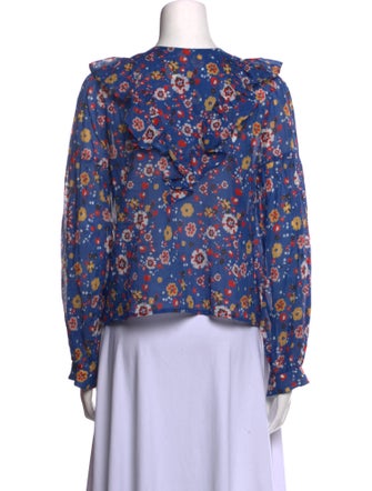 Warm Floral Print Bateau Neckline Blouse