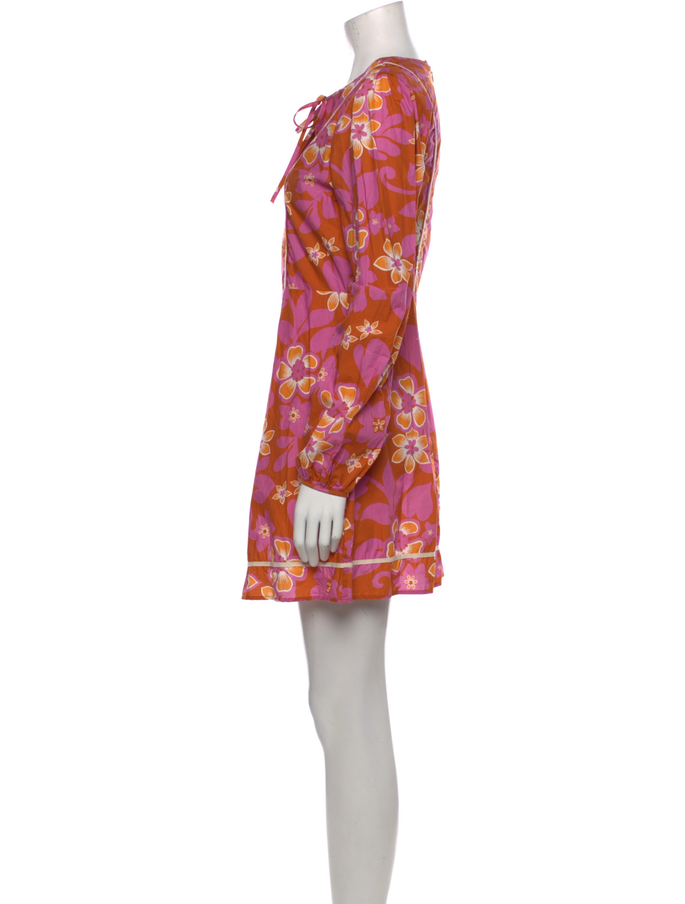 Warm Floral Print Mini Dress